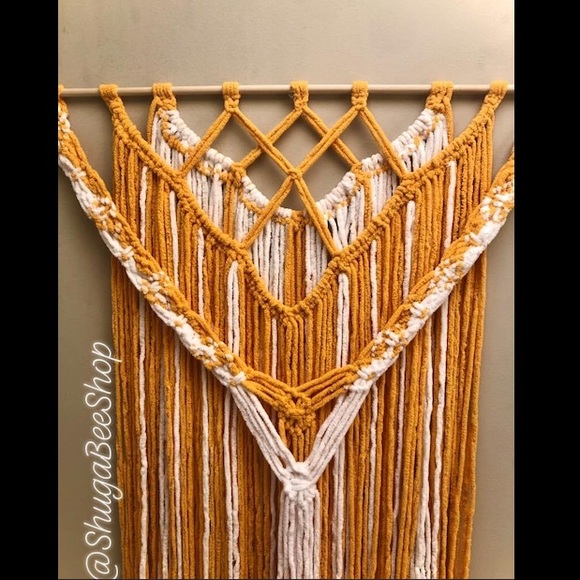 Mustard Gold and White Macrame Wall Decor - Picture 2 of 4